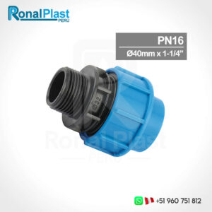 Adaptador Roscado Macho Irriplast HDPE de 40mm x 1-1/4" (PN16)