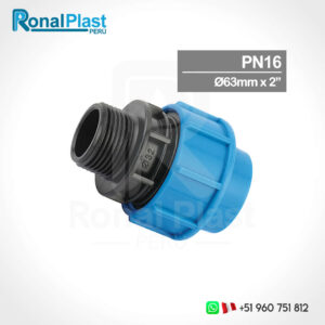 Adaptador Roscado Macho Irriplast HDPE de 63mm x 2" (PN16)