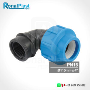 Codo 90º Roscado Hembra Irriplast para Mangueras HDPE de 110mm x 4" (PN16)