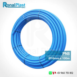 Manguera de Polietileno HDPE Azul 16mm - 1/2" x 100m (PN8)