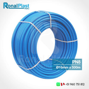 Manguera de Polietileno HDPE Azul 16mm - 1/2" x 500m (PN8)