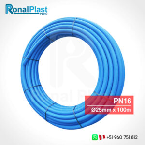 Manguera de Polietileno HDPE Azul 25mm - 3/4" x 100m (PN16)