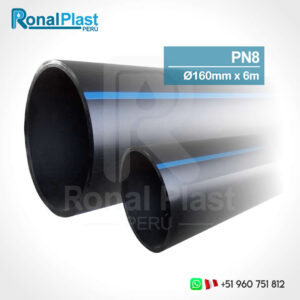 Tubería de Polietileno HDPE 160mm - 6" x 6m (PN8)