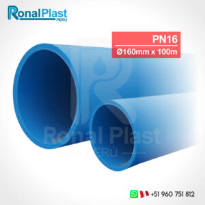 Tubería de Polietileno HDPE Azul 160mm - 6" x 6m (PN16)