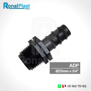 Adaptador Mixto (Roscado - Dentado) 25mm x 3/4" - Negro