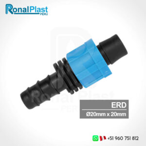 Enlace Recto Roscado - Dentado (Cinta - Manguera) 20mm x 20mm Negro - Azul