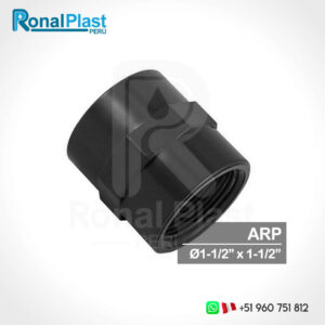 Unión - Niple Roscado Hembra HDPE 1-1/2" x 1-1/2" - Negro