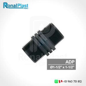 Unión - Niple Roscado Macho HDPE 1-1/2" x 1-1/2" - Negro