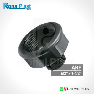 Reducción Roscada HDPE Tipo Campana (Hembra - Macho) 2" x 1-1/2" - Negro