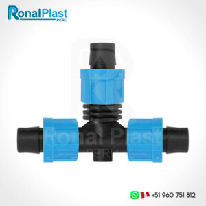 TEE Roscado con Conexión para Cintas 16mm x 16mm Negro - Azul