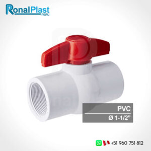 Válvula de Bola (Esfera) Hidraulica PVC 1-1/2" - Roscada