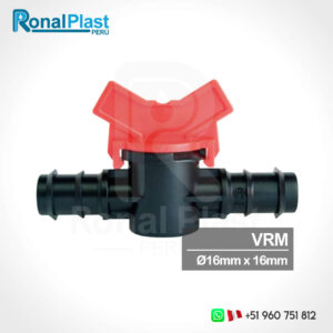 Válvula de Paso Ramal Conexión Dentada 16mm x 16mm VRM161 Negro - Rojo