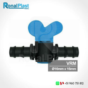 Válvula de Paso Ramal Conexión Dentada 16mm x 16mm VRM162 Negro - Azul
